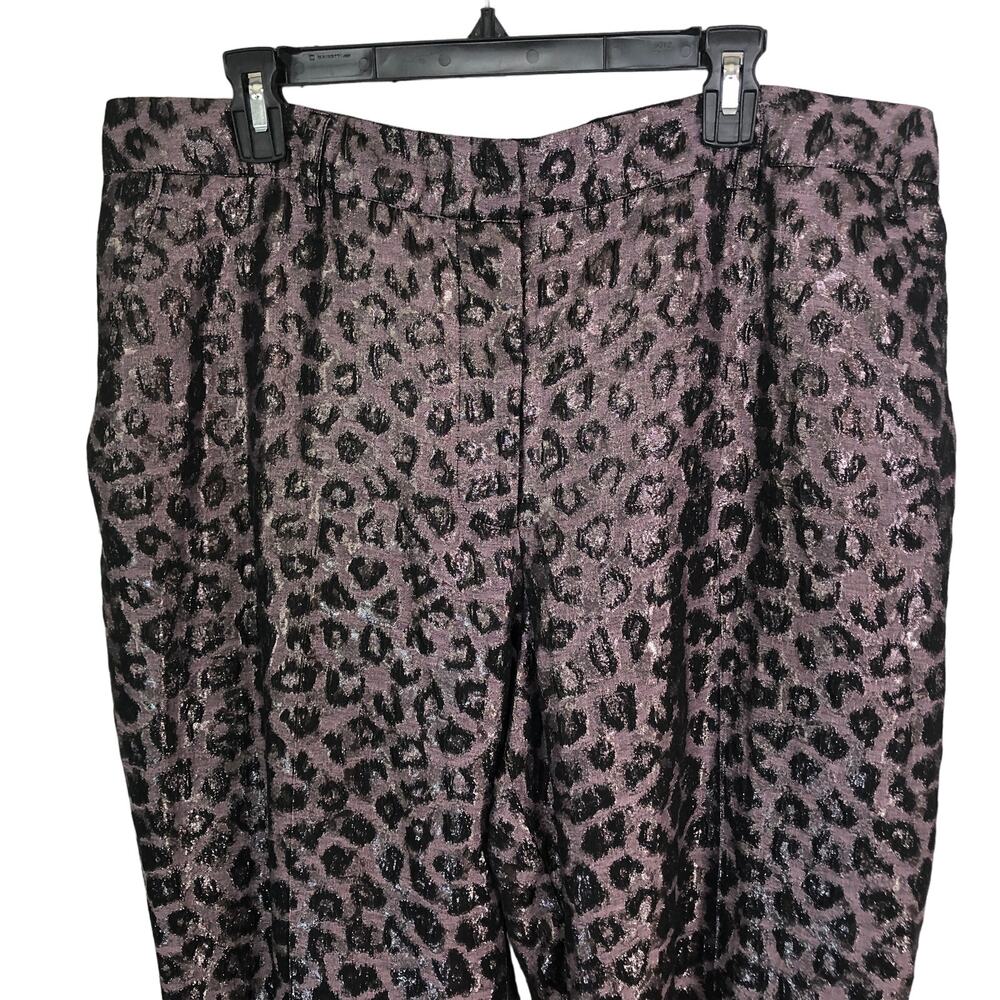 Evening Pants Slacks Lined Sheen Animal Print Size 20 Purple Tanya Taylor - Picture 3 of 8